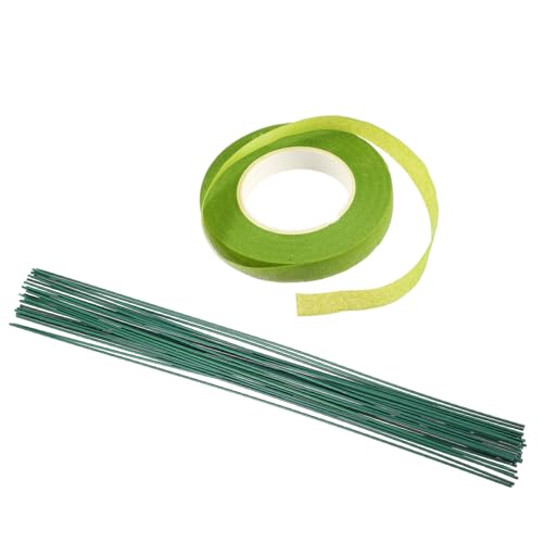 jojofuny 30 Stück Blumendraht Stiele Grün Flexibler Floristen Draht mit Grüner Tape für DIY Blumenarrangements und Handarbeiten von jojofuny