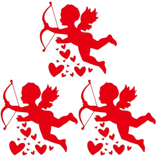 jojofuny 3st Hintergrund Fensteraufkleber Amor Diy-aufkleber-dekor Liebe Herz Wandaufkleber Valentinstag Wandtattoo Valentinstag Wandmalereien Party-aufkleber Herzförmig Pfeil Und Bogen Pvc von jojofuny