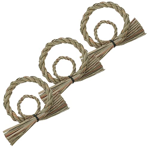 jojofuny 3st Stroh Ring Japanischer Strohkranz Shimenawa- Kranz. Wanddekoration Aus Geflochtenem Stroh Japanisches Türschild Aus Stroh Gewebtes Strohwand Dekor Ornament Haustür Gras von jojofuny