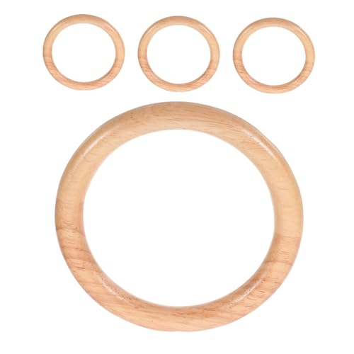 jojofuny 4 Stück Geflochtener Beutelgriff Holzgriff Reifen Vintage Wood Griff Geldbeutel Rundbeutel verhandelt Holz Handtaschengriffe aus Holz gewebte Taschengriffe runder Holzring Beige von jojofuny