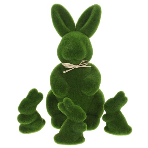 jojofuny 4 Stück Osterhase Zubehör Miniaturdekoration Künstliche Pflanzen Tierfiguren Für Den Garten Osterdekorationen Im Freien Grünes Flockenkaninchen Handbuch Baby Märchengarten Schaum von jojofuny