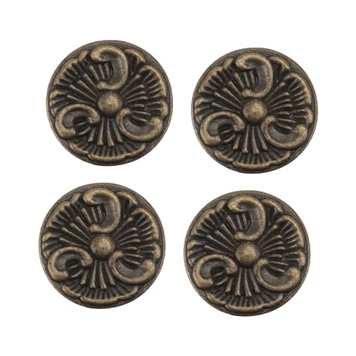 jojofuny 4 Stück Retro Antike Schrankgriffe aus Robustem Zinklegierung Runde Möbelknöpfe für Küchenschränke und Möbel im Vintage Stil Bronzeoptik von jojofuny