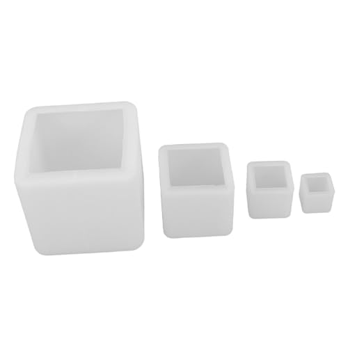 jojofuny 4 Stück Teiliges Silikon Gießform Quadratisch Hitze Kältebeständig Langlebige Resin Wachsgussformen für Kerzen Seife Getrocknete Blumen Schmuck DIY Bastelideen Zuhause von jojofuny