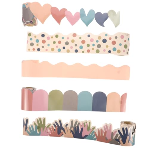 jojofuny 5 Rollen Wasserdichte Pinnwand bordüre Je Selbstklebend Klassenzimmer Dekor Border Trim für Lehrer Bulletin Board Background Paper Schulhefte Sticker von jojofuny