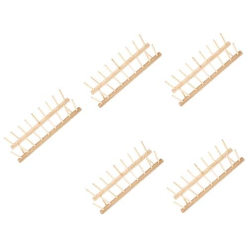 jojofuny 5 Stück Spulenständer aus Holz Nähgarnständer Stickgarnhalter Garnknäuelhalter Fadenspulenhalter Inhaber Spulenhalter aus Holz Strickwerkzeug Spulenregal Beige von jojofuny
