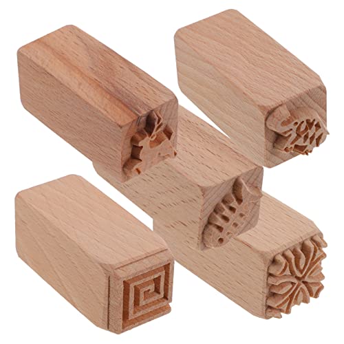 jojofuny 5 Stück Teiliges Holzstempel für Mondkuchen Dekorative Backform für Desserts Kekse und Einfaches Entformen und Kreative Mustergestaltung von jojofuny