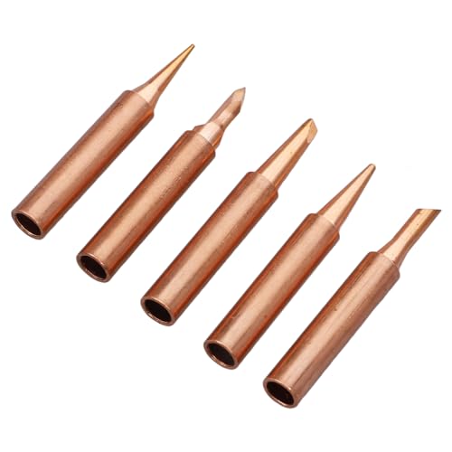 jojofuny 5 Stück Teiliges Lötkolbenspitzen Reinem Kupfer Vielseitige Ersatz lötspitzen mit Hoher Wärmeleitfähigkeit Schnelle Erwärmung Einfach zu Wechseln Geeignet für Verschiedene von jojofuny
