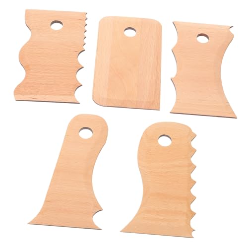 jojofuny 5 Stück Keramik Sculpting Werkzeug Ergonomische Töpferwerkzeuge Holz für Polymer Clay zum Formen und Trimmen von Tonskulpturen von jojofuny