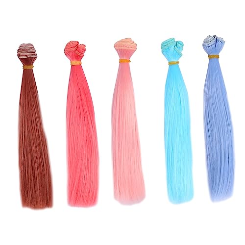 jojofuny 5Stücke Puppenperücken Hochtemperaturdraht DIY Puppenhaar Zubehör Glattes Haar für Bastelprojekte Puppenverkleidung und Gestaltung von jojofuny