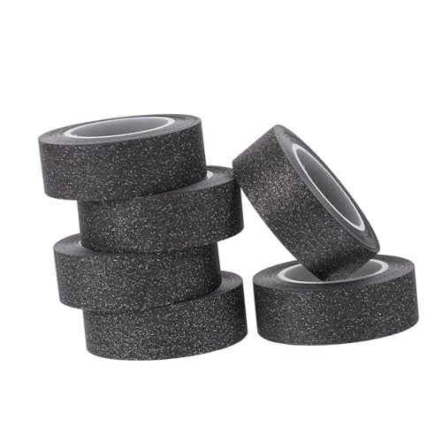 jojofuny 6 Rollen Schwarzes Glitter Washi Tape DIY Papierklebeband Bastelband für Scrapbooking Tagebuch Geschenkverpackung und Kreative Dekoration von jojofuny