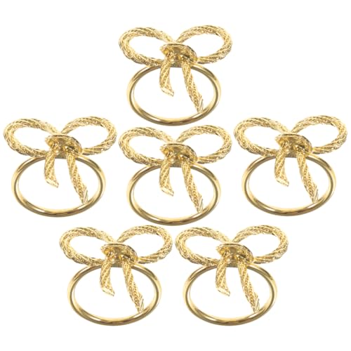 jojofuny 6 StüCk Goldene Schleifen Serviettenringe, Metall Serviettenhalter FüR Weihnachten, Hochzeit, Abendessen, Bankett, Familientreffen Tischdekoration von jojofuny