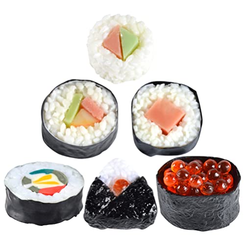 jojofuny 6 Stücke Künstliche Sushi Gefälschte Reis Simulation Realistische Lebensechte Nigiri Onigiri Dessert Japanisches Essen Modell Für Dekoration Requisiten von jojofuny