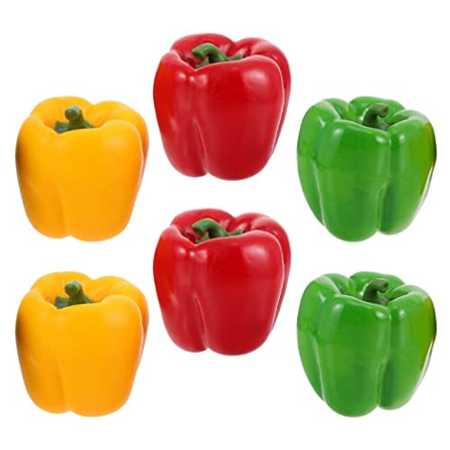 jojofuny 6St Simuliertes Gemüsemodell Paprika frisch gefälschtes Essen Bad Obst Spielzeug falsches Paprikagemüse künstliche Paprika gefälschtes Gemüse Dekorationen einstellen Grünes Pfeffer von jojofuny