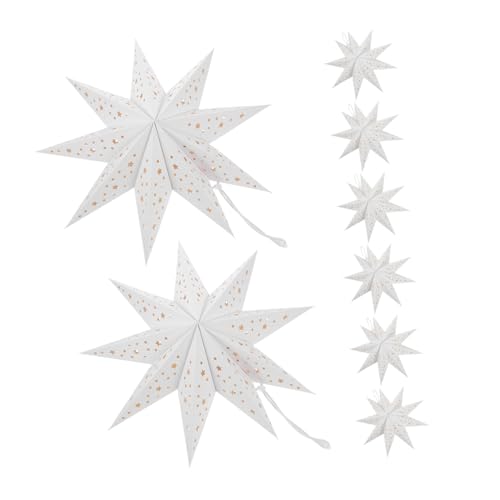 jojofuny 8 Stück Weihnachten Origami Lantern Sterndekor aus Papier Feiertagspapiersterne Sternlichter aus Papier Sternlaternen weihnachtsstern dekor Sternförmige Papierlampe Weiß von jojofuny
