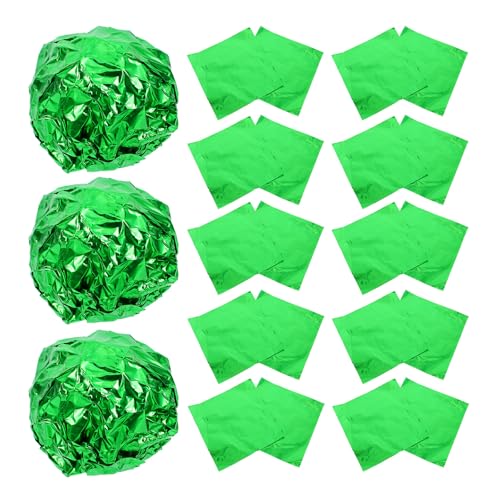 jojofuny 100st Schokolade Folie Wrapper Platz Candy Papier Bastelpapier Mit Bonbonpapier Für DIY-Pakete Aluminium Folie Grün Bonbonfolienverpackungen Bonbonverpackungen Folie von jojofuny