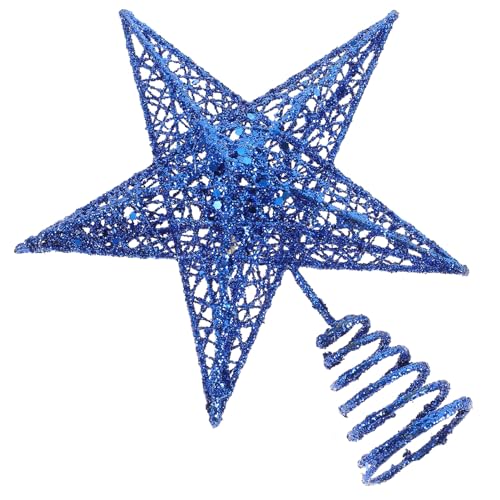 jojofuny Christbaumspitze Weihnachtsbaumspitze Tannenbaumspitze Christbaumschmuck Weihnachtsstern Glitzer Weihnachten Baumspitze 20cm Weihnachtsbaum Topper Stern für Xmas Party Deko Blau von jojofuny