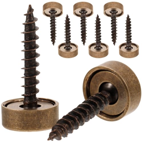 jojofuny 8 StüCk Dekorative Messingschrauben Mit Kappen, Selbstschneidende Schrauben, Antike Bronze, 12mm, FüR Spiegel Und MöBel, Schraubenabdeckung, Zierschrauben FüR Heimdekoration von jojofuny