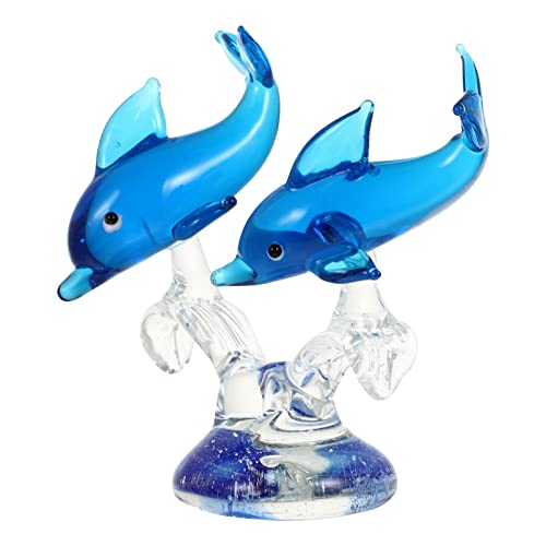 jojofuny Delphin-Ornament Delfin-briefbeschwerer Aus Glas Glasfiguren Delphin-gartenstatue Paarverzierung Mini-Delfin Delphin-Figur Delfinfigur Aus Kristall Tier Glasfische Liebhaber von jojofuny