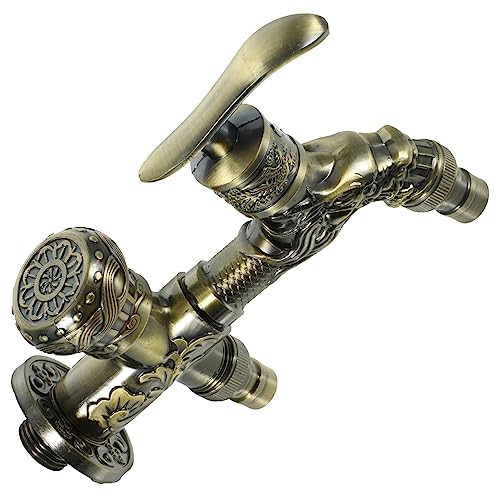 jojofuny Dual Outlet Wasserhahn für Waschmaschinen und Gartenzwecke Antik Wasserhahn mit Zwei Auslässen für Waschbecken und Pools Robust und Langlebig von jojofuny
