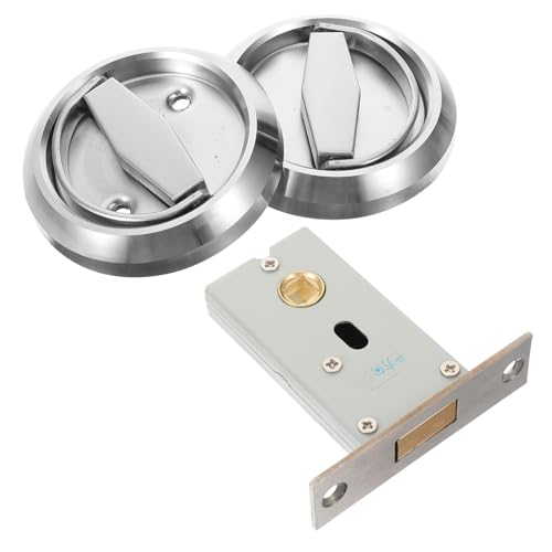 jojofuny Edelstahl Versteckter Türgriff mit Unsichtbarem Schiebetürschloss Einfache Montage Sicherer Metallbeschlag für Pocket Doors Silberfarbener Doppelgriff Vielseitig für Zuhause und von jojofuny