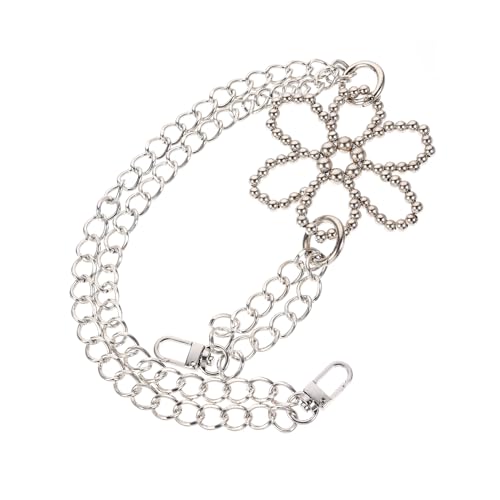 jojofuny Ersatzkette Schultergurt für Handtaschen Silberne Metallkette mit Blumenmuster für Umhängetaschen Stylischer Trageriemen für und Gestaltung von jojofuny