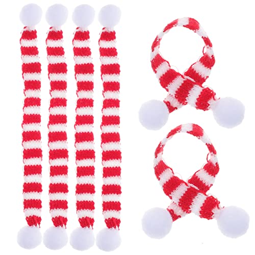 jojofuny Mini-Schal 6 Stücke Mini Weihnachtsschal Streifen Gestrickte Schals Weihnachten Weinflasche Dekoration Kleines Haustier Schal DIY Puppenschal Rot 15 cm Weindekor von jojofuny