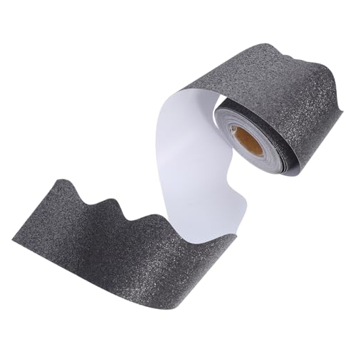 jojofuny Glitzernde Schwarze Tafelbordüre ohne Kleber Dekorativer Randaufkleber für Klassenzimmer Pinnwand Vielseitig Bulletin Board Accessoire Stilvolle Akzentuierung von jojofuny