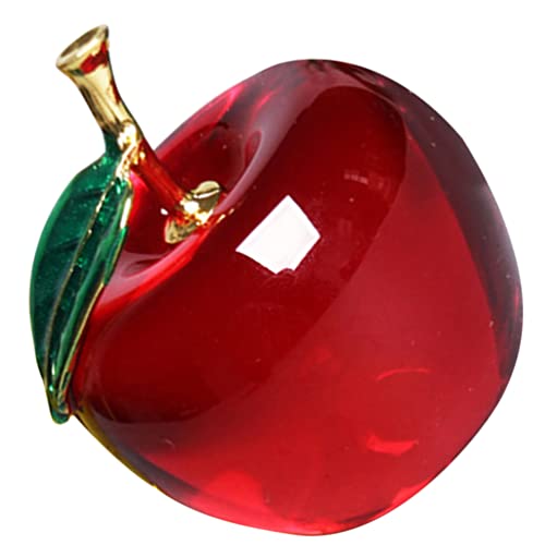 jojofuny Dekoration Weihnachtskristall-Apfelfigur Briefbeschwerer Apfelstatue aus Rotem Glas mit Emaille-Blatt Sammlerstück Künstlicher Apfel Urlaub Feng Shui Wohnkultur Hausbedarf von jojofuny