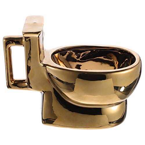 jojofuny Keramik Becher 400ml Wc Tasse Becher Toilette Kaffeebecher Keramik Neuheit Kaffeetasse WC Tasse Klobecher Getr?nke Tee Tasse Lustiges April Narren Tag für 400ml (Golden) Becher Wc Tasse Wc von jojofuny