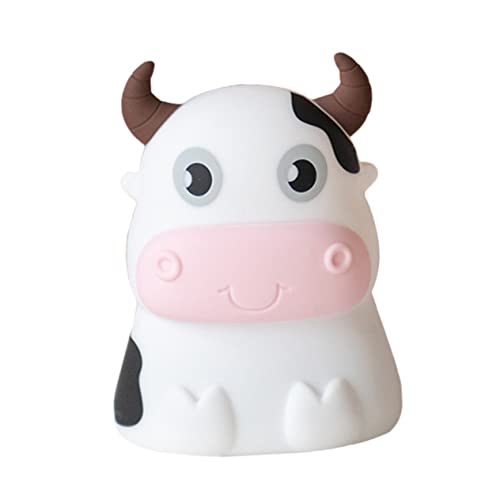 jojofuny Kuh Nachtlicht Baby Nachtlampe, Silikon Tischlampe FüR Kinderzimmer, Buntes Nachtlicht FüR Zuhause, Batteriebetrieben von jojofuny
