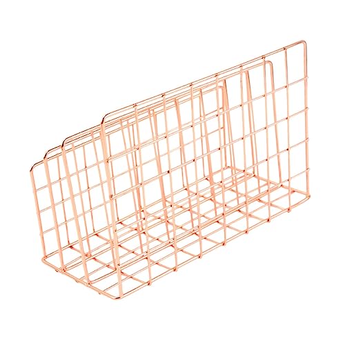 jojofuny Metall Bücherregal Praktischer Zeitschriftenständer für Schreibtisch Buchhalter Eleganter Organizer für Büro Schlafzimmer und Bibliothek aus Robustem Metall Roségoldene Ausführung von jojofuny