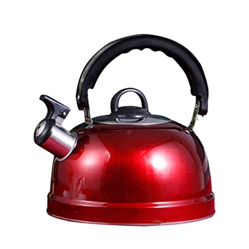jojofuny Milchtopf Wasserkocher Pfeifende Teekannen Herd Teekocher Tragbar Kaffeekanne Wasserkochtopf Mit Griff Für Küche Camping 3L Rot Teekessel Induktion Teekessel Induktion von jojofuny