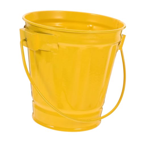 jojofuny Mini Metall Eimer Gelb Vielseitiger Tisch Mülleimer Blumenpflanztopf Stifthalter Papierkorb Praktisch Für Badezimmer Zuhause Büro von jojofuny