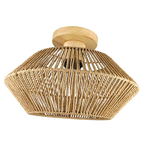 jojofuny Rattan Deckenleuchte im Modernen Design Handgewebt Hohe Lichtdurchlässigkeit für Wohnzimmer Schlafzimmer Rustikale von jojofuny