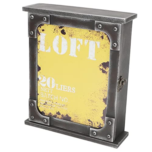 jojofuny Retro -Holzschlüsselbox Schlüsselhalter für die Wand dekorativ abschließbar Vintage - Code Schlüsselbrett Schlüsselspeicher Lagerregal Schmiedeeisen Yellow von jojofuny