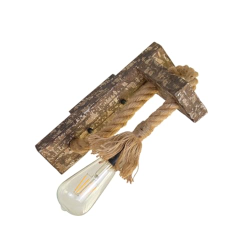 jojofuny Retro Wandleuchte mit Holz und Hanfseil Kreative Schlafzimmer Wandlampe Fassung Stilvolle Treppenhaus Beleuchtung ohne Leuchtmittel Dekorative Nachttischlampe für Gemütliche jojofuny Retro Wandleuchte mit Holz und Hanfseil Kreative Schlafzimmer Wandlampe Fassung Stilvolle Treppenhaus Beleuchtung ohne Leuchtmittel Dekorative Nachttischlampe für Gemütliche von jojofuny