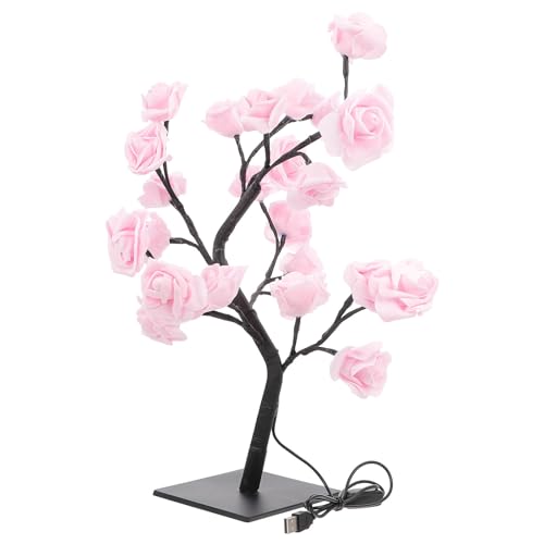 jojofuny Rose Tree Glowing Figurines Tischlampe Rose Blumen Schreibtischbaum Lampe Home Dekor für Hochzeit Weihnachten Wohnzimmer Schlafzimmer Party mit Warmem Licht Wedding Forever Tree Light von jojofuny