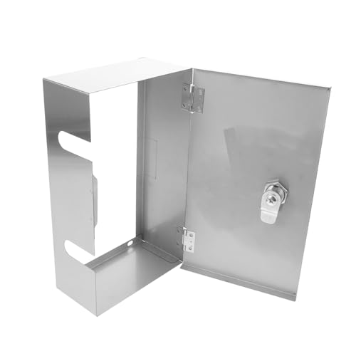 jojofuny Schutzbox für Steckdosen aus Edelstahl mit Schloss Wetterfest Kindersicher Transparente Sichtfenster Robustes Metallgehäuse für Außenbereich Ausführung Silber von jojofuny