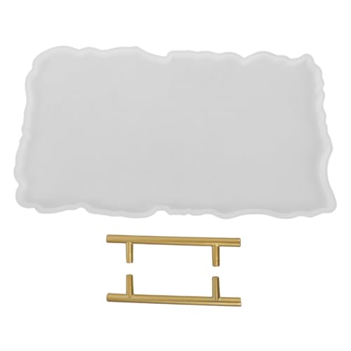 jojofuny Silikon Tray Form mit Metallgriffen Langlebige Epoxidharz Gießform für Diy Tablett Herstellung Unregelmäßige Form Einfach zu Entformen für Servierplatten und Dekoration jojofuny Silikon Tray Form mit Metallgriffen Langlebige Epoxidharz Gießform für Diy Tablett Herstellung Unregelmäßige Form Einfach zu Entformen für Servierplatten und Dekoration von jojofuny