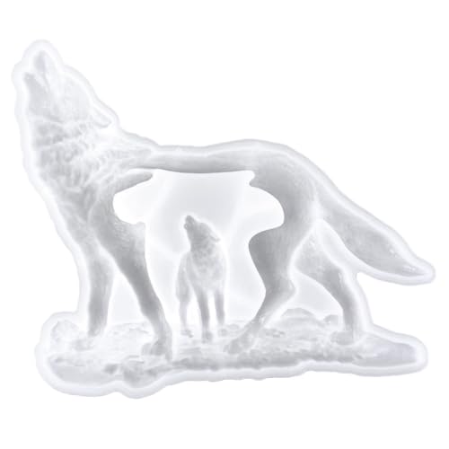 jojofuny Silikonform Wolf Gießform für Epoxidharz DIY Wanddeko Flexible Reißfeste Resin Form für Wolf-dekoration Wiederverwendbare Geruchsfreie Silikonform für Bastelarbeiten von jojofuny
