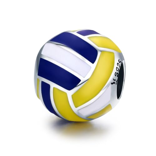jojofuny Sterling Silber Volleyball Perlen DIY Schmuckperlen mit Mini Kreative Bastelperlen für Armbänder Weiß Gelb Blau Zubehör für DIY Schmuckgestaltung von jojofuny