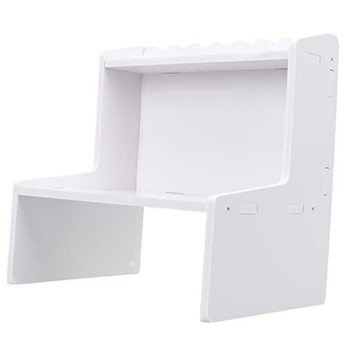 jojofuny Tischregal Aus Holz Schreibtischgestell Geschichtetes Schreibtischregal Schreibtisch Organizer Desktop -Rack Kleines Bücherregal-Organizer Für Desktop-Speicher Hölzern Weiß von jojofuny