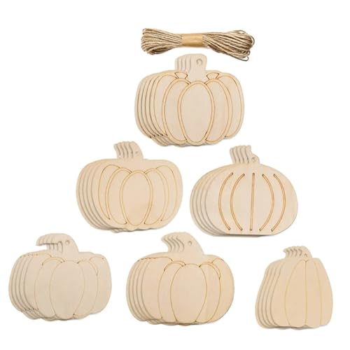 jojofuny Unfertige Holz-pumpkin-dekoration DIY Handgemachte Holzscheiben mit Glatten Kanten für Herbst Halloween Thanksgiving Basteln von jojofuny