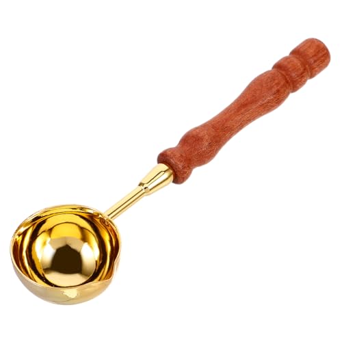 jojofuny Vintage Wachssiegel Schmelzlöffel mit Holzgriff Tragbarer Wachslöffel zum Einfachen Schmelzen und Dosieren von Siegelwachs Leicht Wiederverwendbar für Geschenke und Briefumschläge von jojofuny