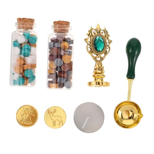 jojofuny Wachssiegel Weihnachten mit Edelsteingriff Wachssiegel Kit Inklusive Wachspaste und Löffel Ergonomischer Griff für DIY Karten Umschläge und Geschenkdekoration von jojofuny