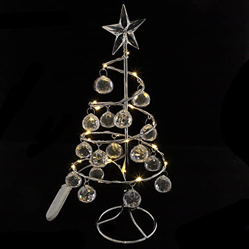 jojofuny Weihnachtsbaum Glas Figur Christbaumschmuck Puppenhaus Tannenbaum Miniatur Szenen Crafting Glasfaser Mini Weihnachten Baum Tisch Baum Licht Krippenschmuck Eisen Leuchter Led von jojofuny