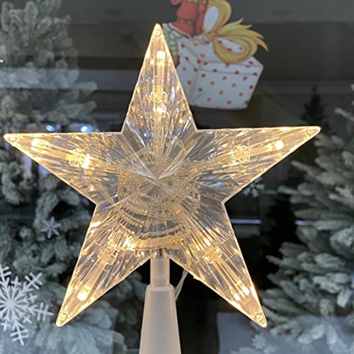 jojofuny Weihnachtsbaum Stern Spitzen Topper Lichter Weihnachtsbaumschmuck Led Weihnachtsbaumspitze Weihnachten Baumspitze Christmas Lights Weihnachtsdekoration Christbaum Deko Weiß von jojofuny