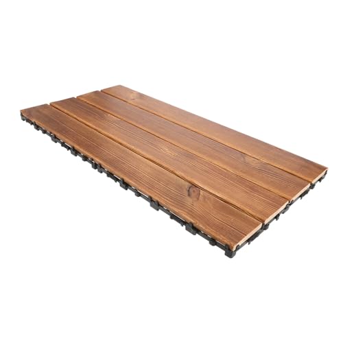 jojofuny Witterungsbeständige Verzahnte Terrassenfliesen aus Karbonisiertem Kiefernholz Robuste Balkon Gartenbodenplatten Langlebig Eben Formstabil für Outdoor bereiche von jojofuny