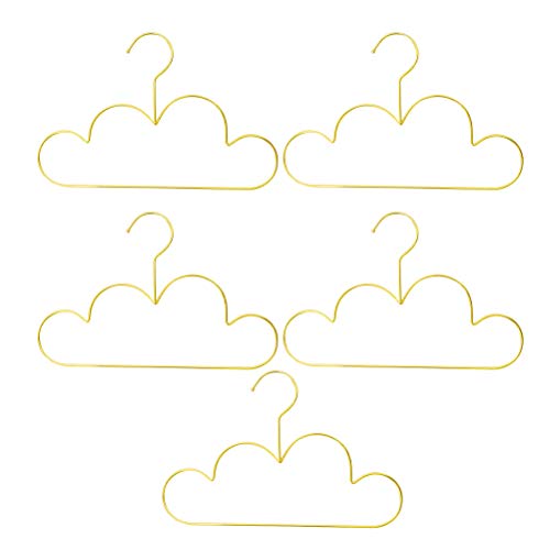 jojofuny Wolken-Kleiderbügel für Kinderkleidung, goldfarben, Wolkenform, Kinder-Kleiderbügel, Metall, rutschfest, 5 Stück von jojofuny