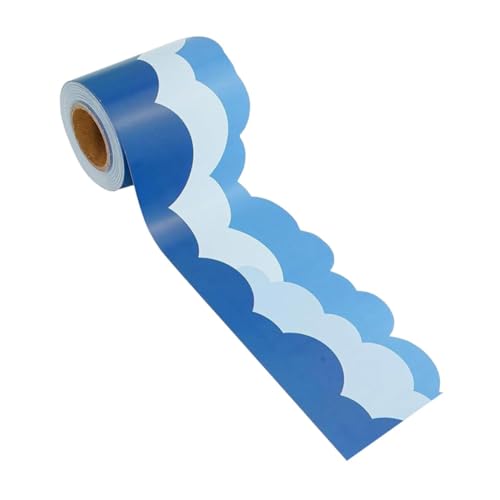 jojofuny Wolkenförmige Bulletin Board Bordüre Dekorativer Klassenzimmer Randaufkleber Wellenförmiges Design Blaue Himmel Einfach Anzubringen Langlebiges Dekorationsband für Pinnwände von jojofuny